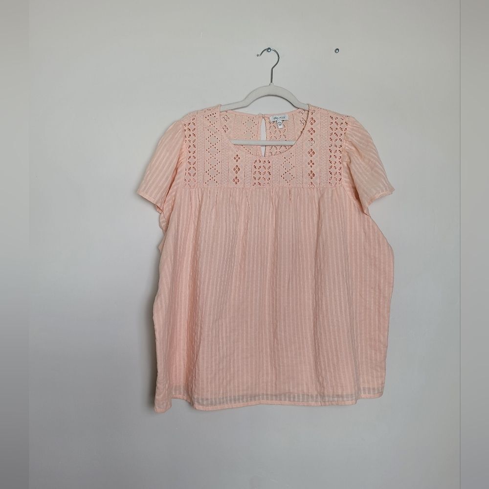 Ella Moss Pink Blouse Top Plus Size XXL Lace Cottagecore Flounce Romantic Girly - Picture 5 of 12